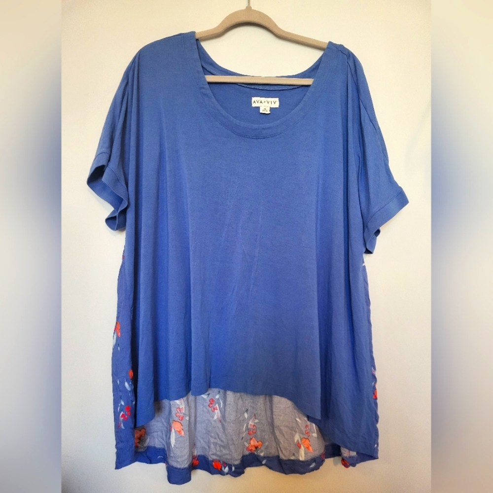 🌈 Ava & Viv hi low floral back short sleeve t-shirt size 4X